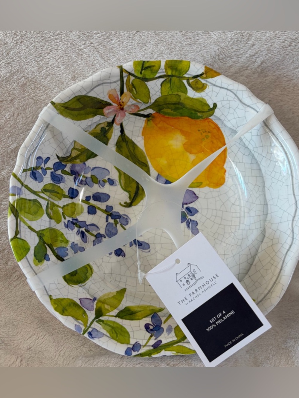 NWT The Farmhouse by Rachel Ashwell Melamine Tucson Lemon Bowls Set of 4